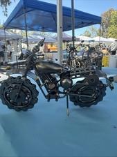 Vintage 50s Harley Style Motorcycle Handmade Sculpture Scrap Metal Art 