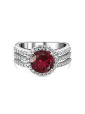 2.50 Ct Round Cut Natural Ruby Diamond Engagement Ring 14K White Gold Size 7