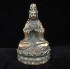 Handmade Bronze Statue Vintage Chinese "GuanYin" Buddha Figurine Marked