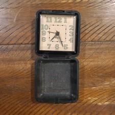 Vintage Westclox Folding Travel Alarm Clock in Black Plastic Case, Does Not Work