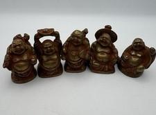 Lot Of 5 Brass Laughing Buddha Mini Statues