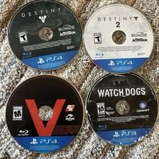 4x Video Game Lot: For PS4 ~ Disc Only Destiny 1 And 2 Watch Dogs And More