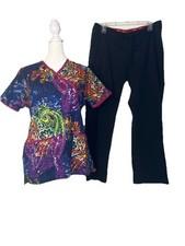 2 Pc Scrubs UA Scrubs Top Multicolor Sz S Pants Sz Black Dickies Sz S Short