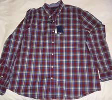 Crown & Ivy Men's XL Classic Fit Red/Blue Plaid Button-Down Long Sleeve