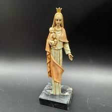 Vintage Virgin Mary Baby Jesus Italy Carrara Marble Base Religious Statue Figure