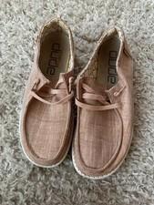 Hey Dude Wally Sparkling Rose Gold Men's Boat Shoes Canvas US 9 EU 40 UK 7