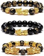 SOOWOOT Feng Shui Wealth And Luck Bracelet for Men Women: 3Pcs set with Pixiu an