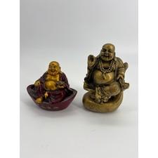 Pair of Laughing Buddha Statues Figurine Set Symbol of Happiness Good Luck