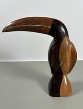 Hand Carved Wooden Toucan Bird Sculpture Figurine Mid Century Style Decor