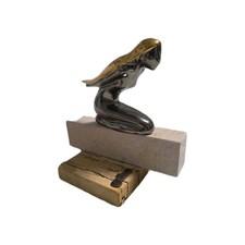 Vintage Galos Sculpture- Stylized Woman Mixed Metal Art Deco on Stone.