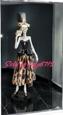 Halloween Skeleton 14” Mask Lady Figurine Leopard Sequin Dress Decor Statue Bow