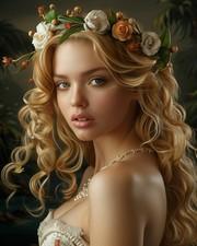 8x10 Art Print Beautiful Blonde Crown Flower Girl - 31396411
