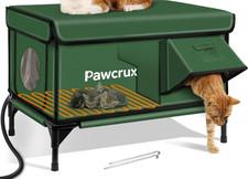 Pawcrux Green Cat House Shelter with Heated Pad and Heated Floor for Pets