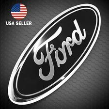 BLACK & CHROME 2005-2014 Ford F150 FRONT GRILLE/ TAILGATE 9 inch Oval Emblem 1PC