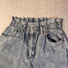 Garage Denim 80s Mom Jeans Elastic Waist Paperbag High Rise Light Wash Size 27