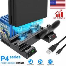 For PS4 Pro / Slim Vertical Stand + Cooling Fan Controller Charging Dock Station