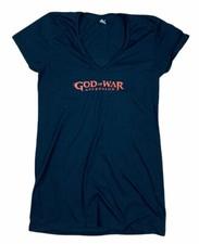 God of War Ascension Video Game Black V-Neck Graphic T-Shirt Women's Large