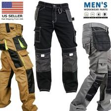 Mens Utility Carpenter Cargo Work Pants Construction Heavy-Duty Work Trousers