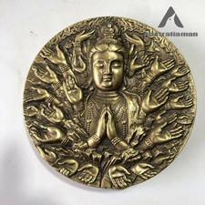 Brass Thousand-Hand Guanyin Commemorative Medal Embossed Buddha Statue