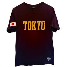 Stussy Tokyo T Shirt Mens Medium Black Yellow Graphic Pocket Tee Streetwear