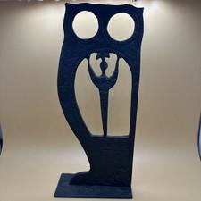 Vintage "Oxidized Bronze" Folk Art Sculpture: Athena & Owl Made in Greece