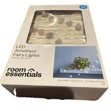 LED Amethyst Fairy String Lights - Silver Wire 25 Lights Warm White (Battery)