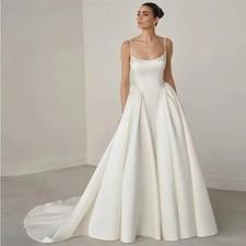 Oine Exquisite Beaded A-line Wedding Dresse Satin Bridal Gown CustomizedTrain