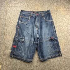 Bugle Boy Jean Company Denim Cargo Shorts Men 34 Blue Y2K Baggy Skater Carpenter