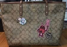 Coach Keith Haring Signature Canvas w/ Patches Tote Bag With Keychain F48728