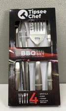 4pcs BBQ Tool Set Stainless Steel by Tipsee Chef