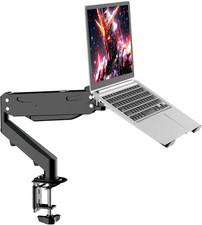 2 in 1 Laptop Desk Mount with Gas Spring Arm, Monitor Laptop Stand for 12-17 Inc