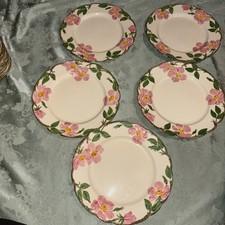 (5) Vintage Franciscan DESERT ROSE 10 5/8 Inch Dinner Plates Lot USA Pink Flower