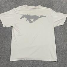 Ford Mustang T Shirt Mens L Hanes Tag White Cotton Y2K Short Sleeve Stained