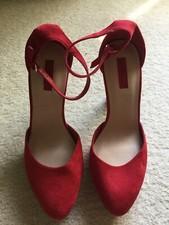 ladies 81/2 red suede ankle strap heels Forever 21