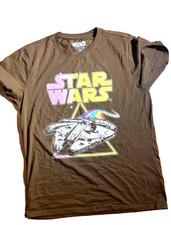 Star Wars Millennium Falcon T-Shirt Men Size XL Brown Rainbow Sci-Fi UFO Print