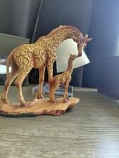 Safari Giraffe Family Statue 6.75"H Faux Wood Resin Giraffe Mother And Calf