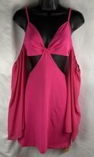 SHEIN Curve Size 0XL (12) Dress Fuschia Cut Out Off Shoulder Bell Sleeve