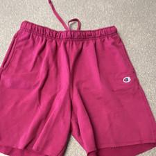 Champion Red Sweat Shorts M Drawstring Pockets Logo Unisex Adults