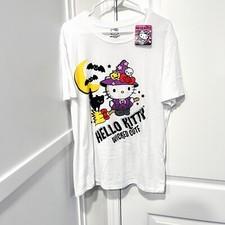 Hello Kitty Shirt Womens XL White Short Sleeve Wicked Cute Witch Halloween NWT