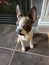 Boston Terrier Dog Sitting Figurine Life Like Large Resin
