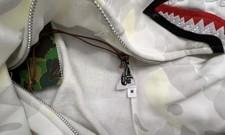 A Bathing Ape Men's Shark Full Zip Camo Fleece Hoodie White Size M