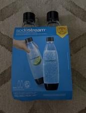 Sodastream Carbonating Bottles 2 Pack 1 Liter Black Tops NEW, Sparkling Water