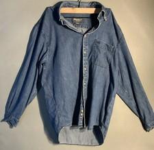 Eddie Bauer Classic Mens Denim Shirt Medium Long Sleeve Button Down Blue Vintage