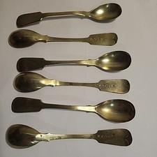 6 Dessert Spoons Antique Plated Pseudo Hallmarks