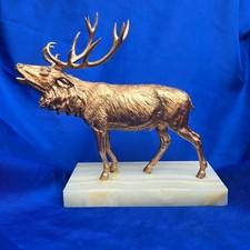 Antique Metal Bull Elk On Marble Base Early 20th Century  after Mene