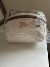 Steve Madden Makeup Case Bone Faux Leather Zipper Handle CSM-2559
