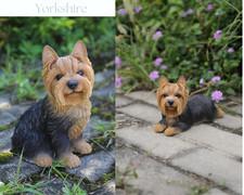 Yorkshire Terrier Dog Sitting/Lying Lifelike Garden Statue Garden Home Decor