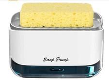 Kitchen Dish Soap Dispenser with Sponge Holder, 2-in-1 Countertop Soap Pump