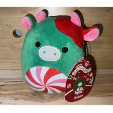 Squishmallows Ruben Cow Plush Toy Small 6-14 in Christmas Green Red With Tags