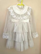 Vintage 80s Madonna First Communion Dress Flower Girl Size 6 White Lace Tiered